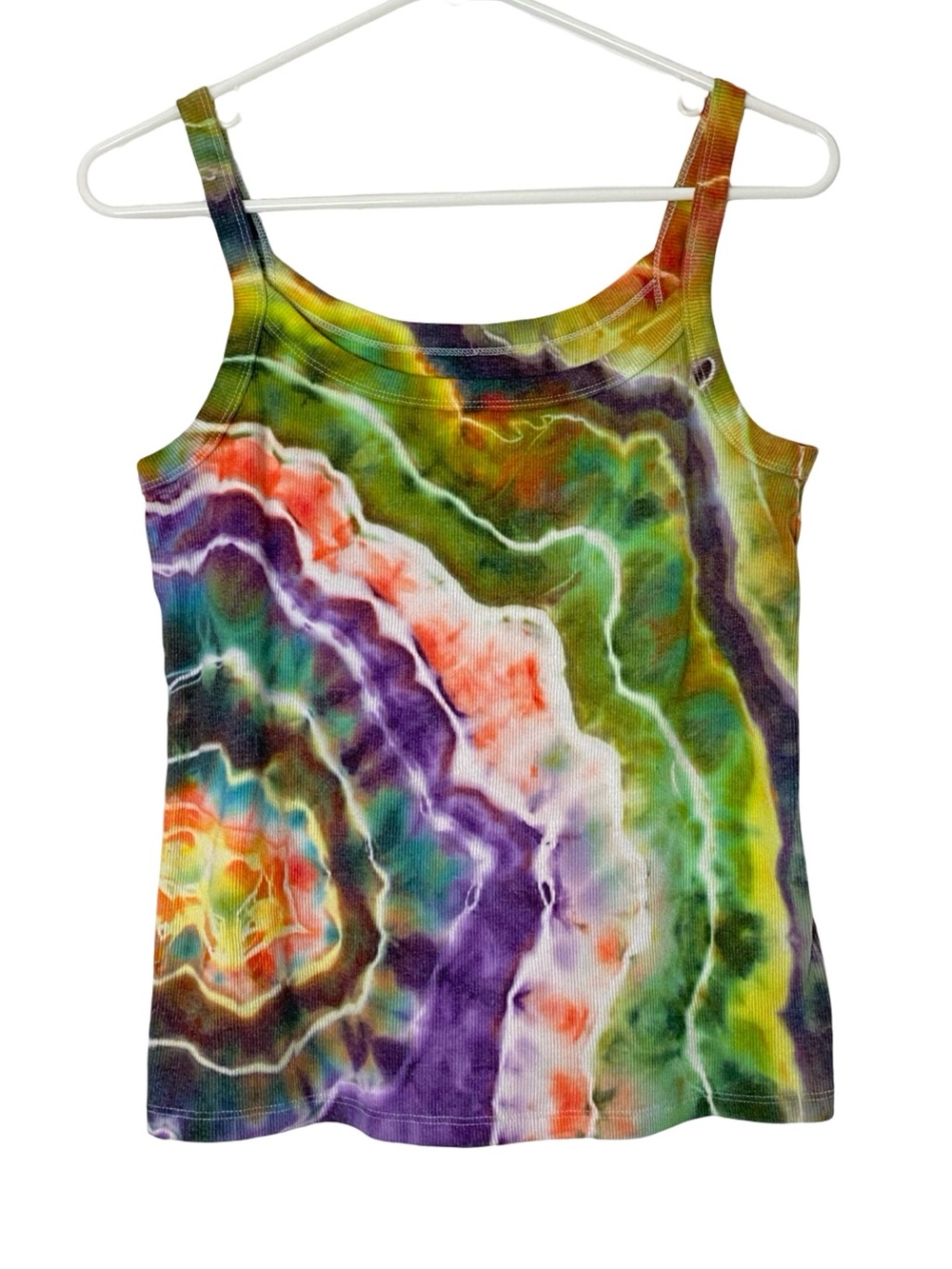 Custom Made Geode Ice Tie Dye Tank Top Shirt Womens Size Large Handmade Upcycle